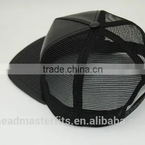 High Quality Black Trucker Cap/pu Blank Plain Mesh Cap thumbnail-3