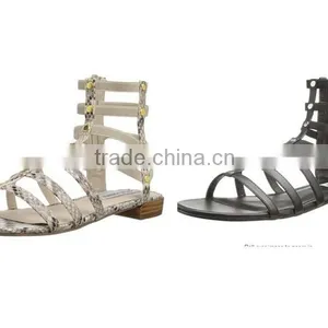 Wholesale Leather Shoes Ankle Sandal Boot Snake Print Cut Out Flat Sandal thumbnail-1
