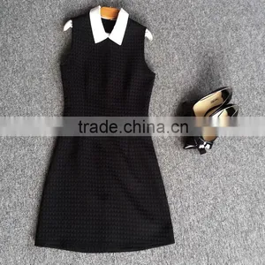 Black and White Peter Pan High Collar Bodycon Career Professional Dresses thumbnail-2