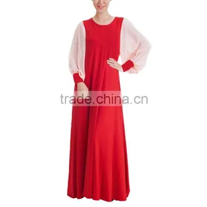 2016 Latest Fashion Summer Clothes Women Patchwork Chiffon Mixed Color Dress Arabic Evening Dresses thumbnail-5