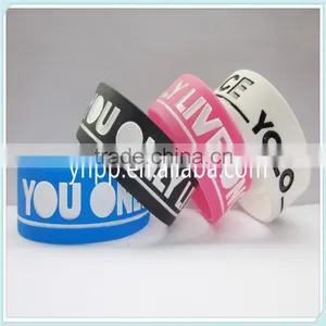 1" Wide Custom Logo Silicone Wristband Debossed Bracelet thumbnail-2