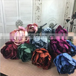 High Quality Artificial Flower Wedding Decoration Peony Silk Flower Peony Silk Heads Silk Peony Flower Head thumbnail-1