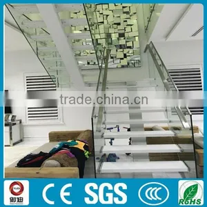 Contemporary Indoor Glass Beam Wooden Stairs thumbnail-2