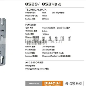 Aluminum Door / Window / Casement Multipoint Mortise Door Mortise Lock Body 8529/8534 thumbnail-1