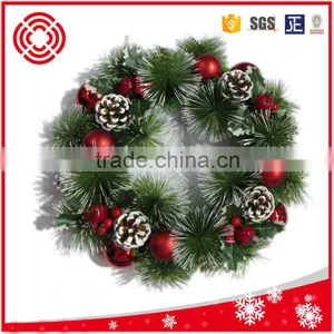 Green Pine Needle Wreath With Decorations,new Year Door Hanging Wreath thumbnail-1