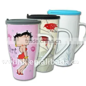 New Bone China Travel Mug With Silicon Strainer and Coaster thumbnail-1