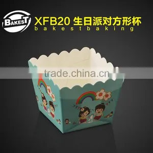 XFB20 BAKEST Small Square Lovely Pattern Muffin Cake Paper Cup New Baking Cake Cup thumbnail-1