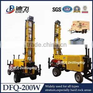 Bore Well Drilling Machine Price DFQ-200W Portable Trailer Mounted Water Well Drilling Rig thumbnail-4