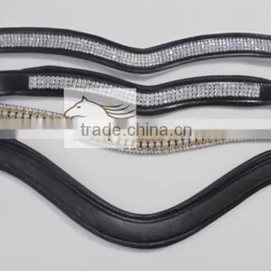 D.D. LEATHER BROWBANDS WITH CRYSTAL CHAIN. thumbnail-1