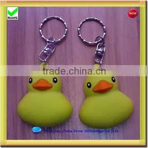 Cute Yellow Duck Shape Silicone Key Chain Led thumbnail-1
