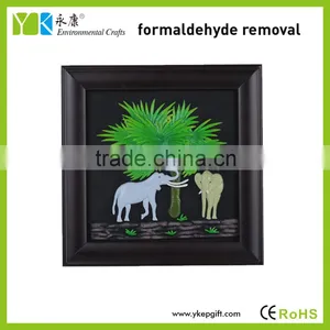 Modern Wooden Home Decor Wall,couple of Elephants Solid Wood Frame Handmade Craft thumbnail-1