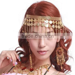 Straight Row of Bells Gold Hairpin With Light Weight for Belly Dance Performance thumbnail-1