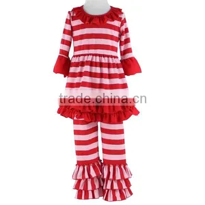 2016 Kaiyo Christmas Wholesale Children Clothing Usa Stripe Ruffle Dress With Stripe Ruffle Pants Baby Clothing thumbnail-1
