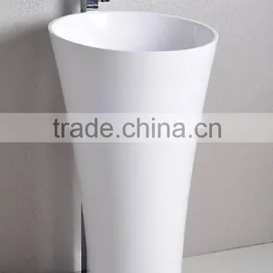 100% Acrylic Solid Surface Pedestal Basin,,Artificial Stone Freestanding Washing Basin thumbnail-5