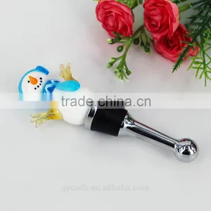 Christmas Snowman Handcraft Murano Glass Wine Stoppers for Christmas Decoration thumbnail-3