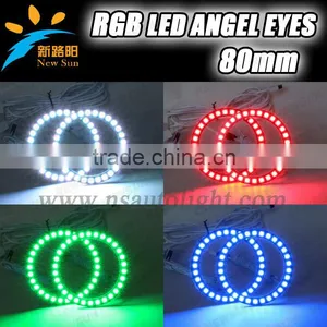China Supplier RGB Led Light 9-16V DC 5050SMD 4rings* 80mm Led Angel Eyes for Car Rgb Led Ring Light thumbnail-1