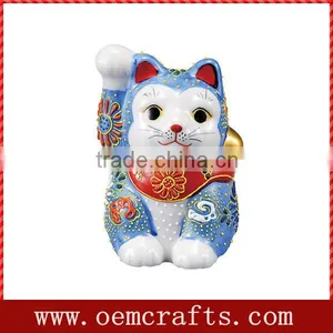 2013 Handmade Blue Resin Japanese Lucky Cat thumbnail-1
