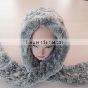 Fur Hat With Scarf/women Fashionable Genuine Rabbit Fur Hat With Scarf thumbnail-1