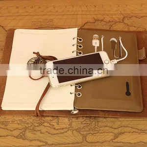 Custom 6 Ring Binder Leather Planner With Power Bank for Promotion Gift Item thumbnail-1