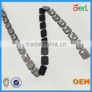 Wholesale Black Base Plastic and Glass Rhinestone Trims for Dress Decoration thumbnail-4