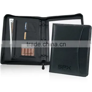 High-grade A4 Size Zip Leather Portfolio Floder With Ring Binder thumbnail-1