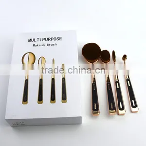Toothbrush Makeup 4pieces Multi-purpose Rose Gold Oval Make up Brushes Set thumbnail-6