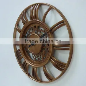15 Inch Wall Decorative Plastic Copper Effect Clock thumbnail-5