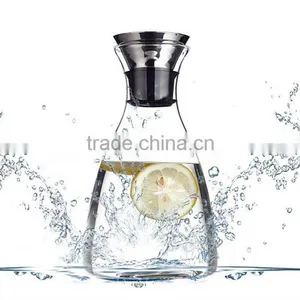 Glass Drip-free Carafe With Stainless Steel Silicone Flip-top Lid, Hot and Cold Water Pitcher, Tea/Coffee Maker thumbnail-1