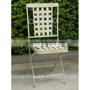 Vintage Cream Color Brush Burgandy Wrought Iron Bistro Set thumbnail-4