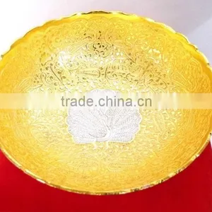 Gold and Silver Plated Brass Bowl for Home Decoration Wedding Gift thumbnail-3