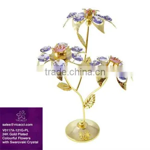 24K Gold Plated Colourful Crystal Flowers With Crystals From Swarovski thumbnail-1
