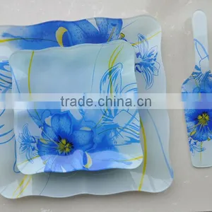 3pcs Tempered Glass Dinner Set With Decal Printing thumbnail-1