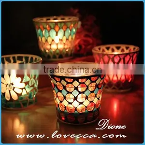 Guangzhou Factory Wholesale Mosaic Tall Glass Candle Holders for Weddings thumbnail-6