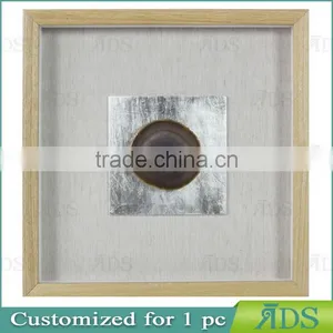 Sliver Shadow Boxes for Wholesale With Mottled Silver Background Encasing Colorful Agate Under Glass thumbnail-6