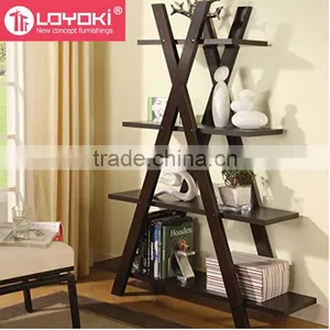 Hot Sale Wood 4 Tier Ladder Bookshelf High Quality Home Furniture Wood Book Display Storage Shelf thumbnail-1