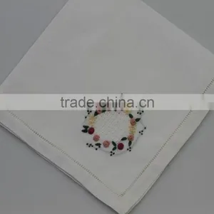 100% Cotton Embroidered Table Napkins With Hemstitch, Set of 6, Various Designs thumbnail-1