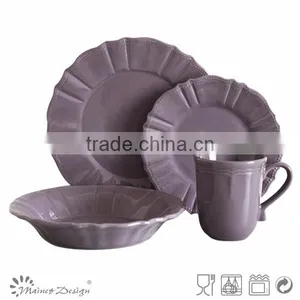 Embossed Solid Color Cheap Dinnerware Set thumbnail-2