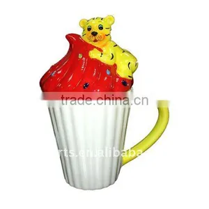 Ceramic Cupcake Mug With Lid, Tiger thumbnail-1