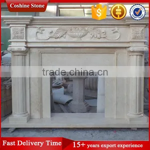 Beauty Design Hand Carved Indoor Beige Marble Fireplace thumbnail-1