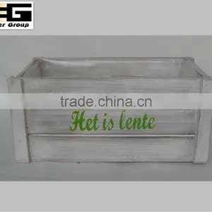 Antique Finishing Rectangular Wooden Box for Flowers thumbnail-1