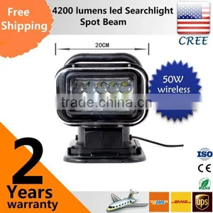 LED Marine Use Searchlight 50w Wireless Remote Control Spot Beam thumbnail-1