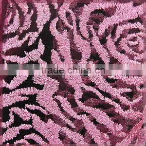 Pink Roset Embroidery Lace Fabric, Silver Metallic Mesh Lace Embroidery thumbnail-4