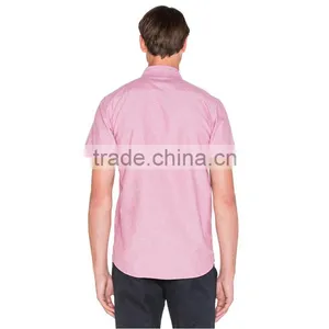 OEM Factory Price Pink Color New Stylish Mens Short Sleeve Shirts thumbnail-3
