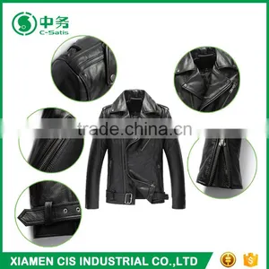 High Quality Windproof Men Black PU Motorcycle Leather Jacket thumbnail-4