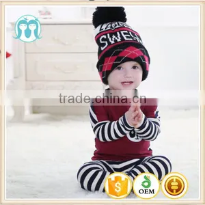 Letters Knitted Baby Hats Of 100% Acrylic With A Pompom From China thumbnail-1