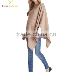 Winter Fashion Women Cashmere Knitted Cable Poncho thumbnail-3