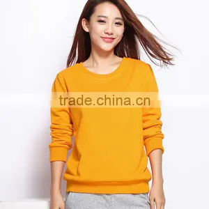 2016 Autumn Long Sleeve Round Neck Cotton Sweatshirt and Hoodies for Women Casual Pure Color Blank Sweatshirt for Women thumbnail-2