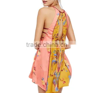 2017 OEM Summer Femme Silky Tunic Dream Free Printed Sexy Blouse thumbnail-2