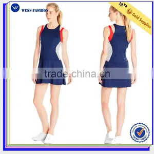 Newest Design Ladies Blue Shoulders Sexy Mature Ladies Tennis Dress thumbnail-1