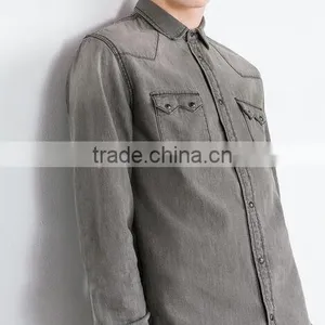 Denim Shirt, Men's Short Sleeve Shirts thumbnail-2